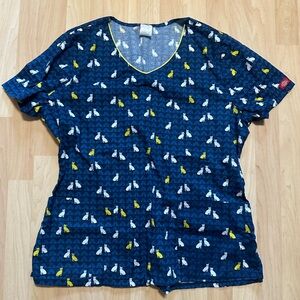 Dickies Hospital Scrub Top with all over Cats